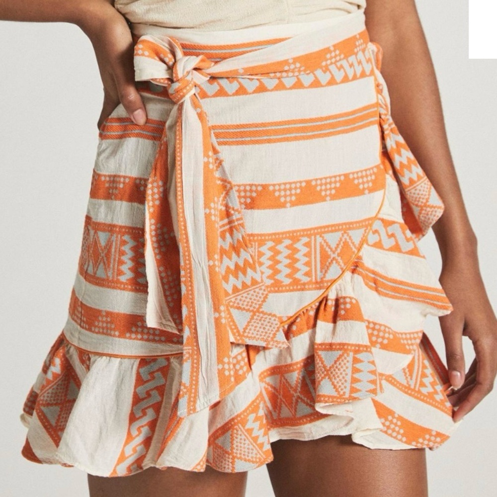 ANTHROPOLOGIE Devotion Twins Ruffle Wrap Mini Skirt